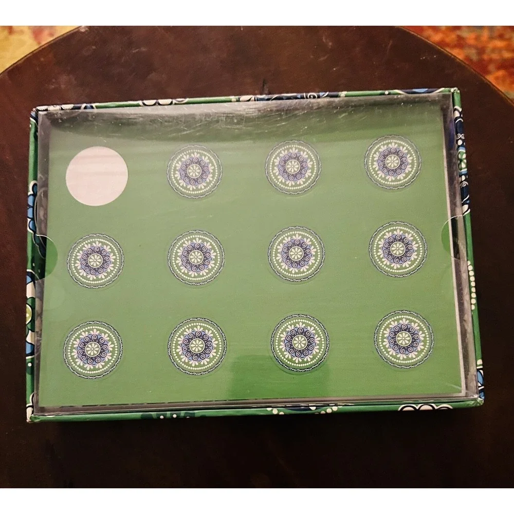 Vera Bradley Green And Blue Paisley Invitation 11 Cards And Envelopes